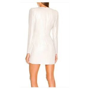Dundas X Revolve Harlow Metallic Ivory Mini Wrap Dress, Long Slv.,  NWT, XXS